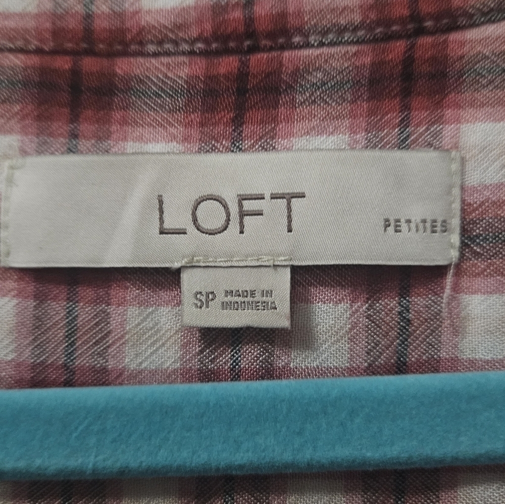 Loft Petite Plaid Pesant Blouse Women's Size Petite Small Top - Picture 3 of 4